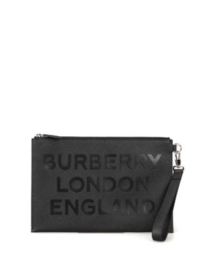 BURBERRY: pochette - Clutch Edin con logo goffrato