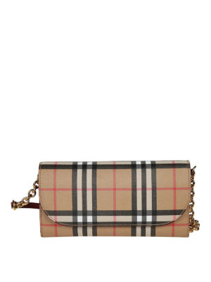 BURBERRY: pochette - Clutch portafoglio con motivo Vintage check