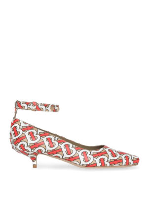 BURBERRY: scarpe décolleté - Décolleté in pelle con stampa monogramma
