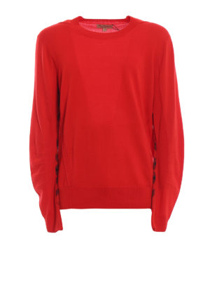 BURBERRY: maglia collo rotondo - Pull Carter in lana rosso vivo