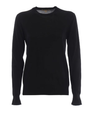 BURBERRY: maglia collo rotondo - Pull girocollo in leggera lana merino nera