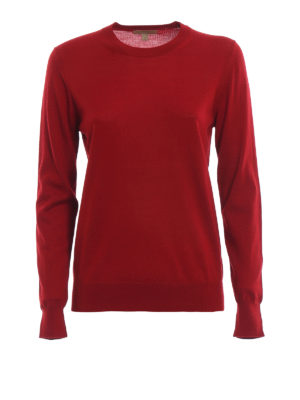 BURBERRY: maglia collo rotondo - Pull girocollo in leggera lana merino rossa