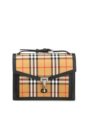 BURBERRY: borse a tracolla - Borsa Macken S in Vintage check e pelle