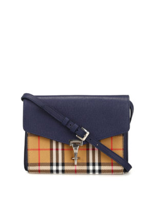 BURBERRY: borse a tracolla - Borsa Macken S in pelle Derby e canvas