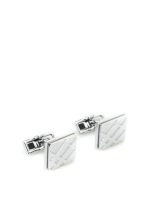 BURBERRY: Gemelli - Gemelli in ottone con motivo Check