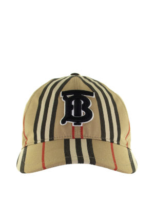 BURBERRY: hats & caps - Icon Stripe cotton monogram baseball cap