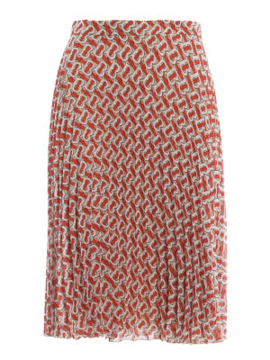 BURBERRY: Knee length skirts & Midi - Monogram print pleated skirt