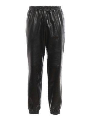 BURBERRY: leather trousers - Leather joggers style trousers