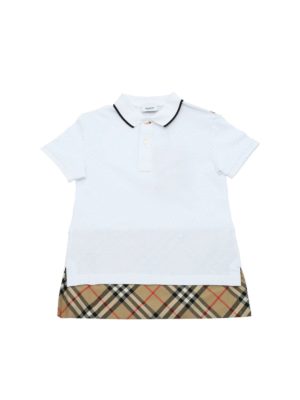 BURBERRY: polo shirts - White polo shirt with black logo