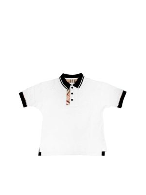BURBERRY: polo shirts - White polo shirt with contrasting edges