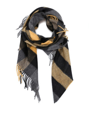 BURBERRY: sciarpe e foulard - Sciarpa Bandana in cashmere scozzese grigio