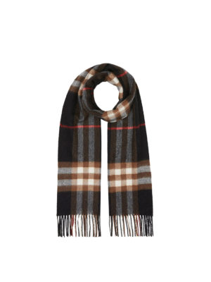 BURBERRY: scarves - Black tartan motif cashmere scarf