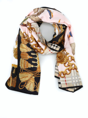 BURBERRY: sciarpe e foulard - Sciarpa a collage Chain Duck in twill di seta