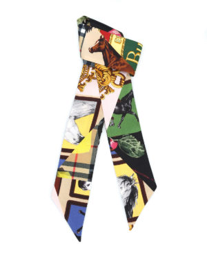 BURBERRY: sciarpe e foulard - Sciarpa sottile in seta stampa patchwork