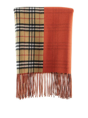 BURBERRY: sciarpe e foulard - Sciarpa in cashmere a blocchi di colore