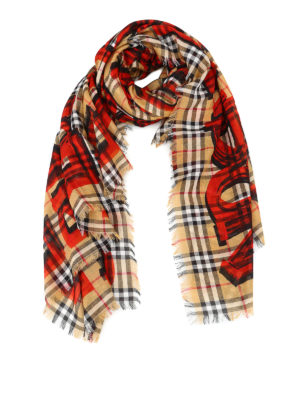 BURBERRY: sciarpe e foulard - Sciarpa in lana e seta con stampa graffiti