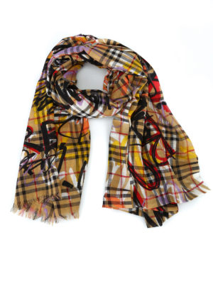 BURBERRY: sciarpe e foulard - Sciarpa in garza di lana seta Vintage Check