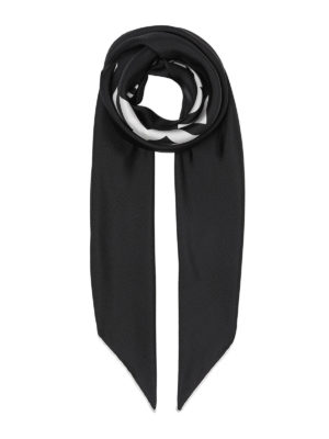 BURBERRY: sciarpe e foulard - Sciarpa in seta nera con stampa Horseferry