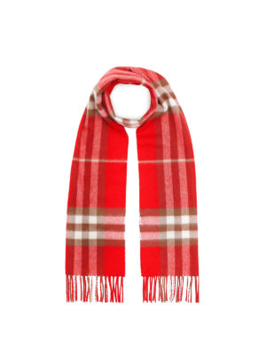 BURBERRY: scarves - Red tartan motif cashmere scarf
