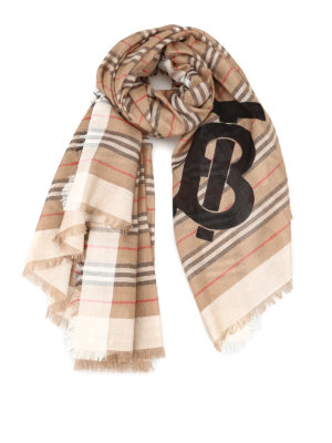 BURBERRY: sciarpe e foulard - Foulard in garza di lana e seta a righe