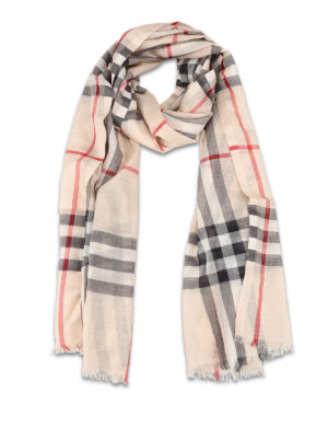BURBERRY: sciarpe e foulard - Sciarpa in garza di lana e seta tartan