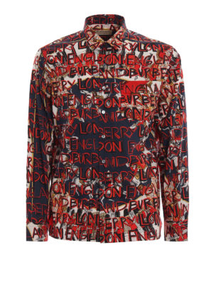 BURBERRY: camicie - Camicia Casson con stampa London graffiti