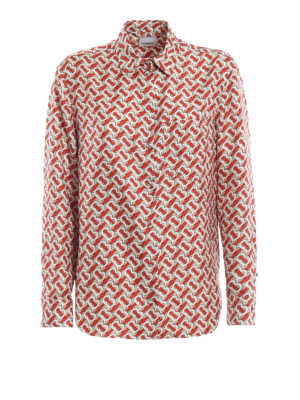 BURBERRY: shirts - Godwit monogram print silk shirt