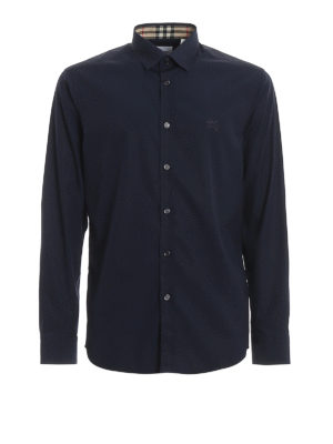 BURBERRY: shirts - Serjeants chest logo embroidered shirt