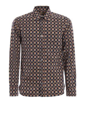 BURBERRY: camicie - Camicia Strental blu con motivo check