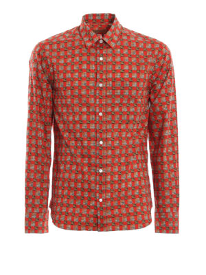 BURBERRY: camicie - Camicia Strental rossa con motivo check