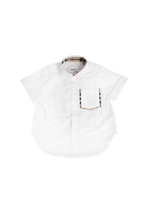 BURBERRY: shirts - White shirt with Vintage Check details
