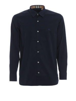 BURBERRY: camicie - Camicia William in popeline blu scuro