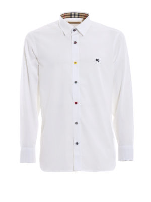 BURBERRY: camicie - Camicia bianca William con bottoni fantasia