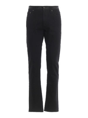 BURBERRY: straight leg jeans - Black logo print jeans