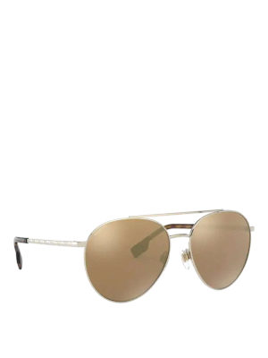 BURBERRY: sunglasses - Metal aviator sunglasses with havana tips