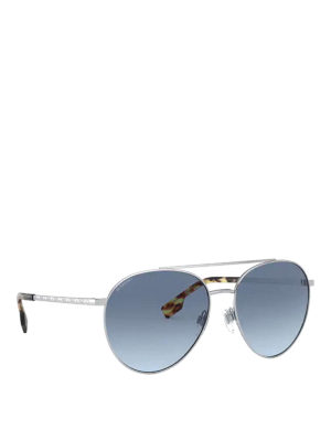 BURBERRY: sunglasses - Metal aviator sunglasses with havana tips