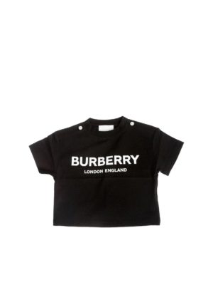 BURBERRY: t-shirts - Black t-shirt with logo print