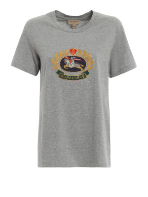BURBERRY: t-shirt - T-shirt Gully con logo d'archivio ricamato