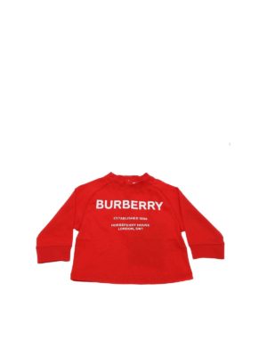 BURBERRY: t-shirts - Red T-shirt with Horseferry print