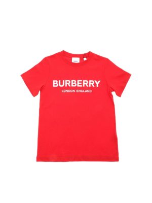 BURBERRY: t-shirts - Robbie T-shirt in red with white logo