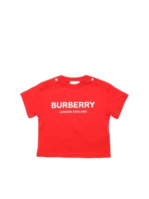 BURBERRY: t-shirts - T-shirt in red with white logo