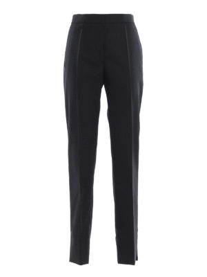 BURBERRY: Pantaloni sartoriali - Pantaloni in lana con fascia in seta