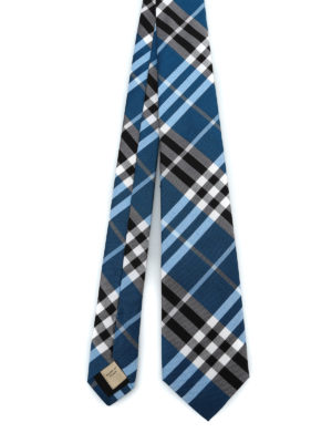 BURBERRY: cravatte e papillion - Cravatta Manston in seta check cobalto