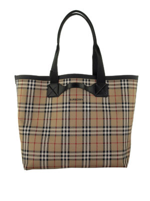BURBERRY: shopper - Shopper Austen grande in cotone Vintage check