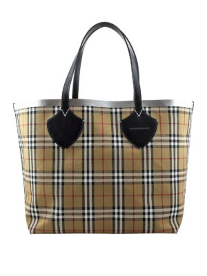 BURBERRY: shopper - Shopper The Giant in cotone motivo tartan