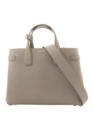 BURBERRY: shopper - Borsa Medium Banner in pelle tortora