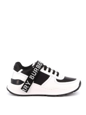 BURBERRY: trainers - Two-tone leather and nylon sneakers