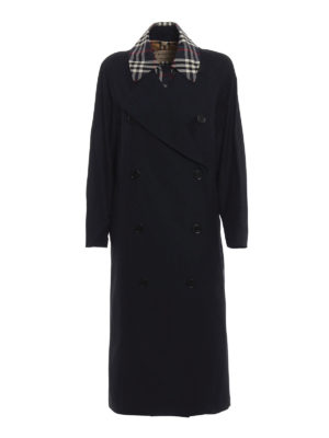 BURBERRY: cappotti trench - Trench Danson in gabardina di cotone blu