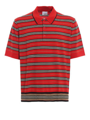 BURBERRY: maglia a collo alto e polo - Polo Beaford rossa in lana merino