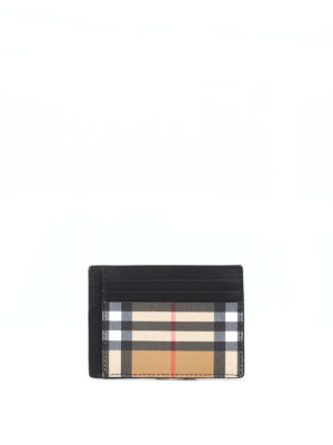 BURBERRY: portafogli - Portacarte Bernie in pelle Vintage check
